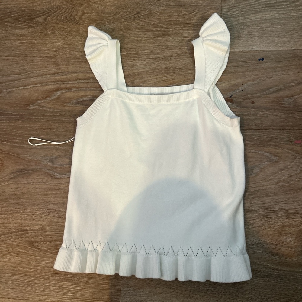 White Ruffle Strap Tank Top